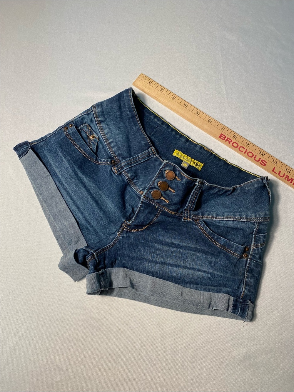 YMI Y2K Dark Blue Denim Women's Roll-Cuff Shorts